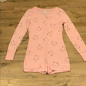 Forever 21 pink cat sleep romper